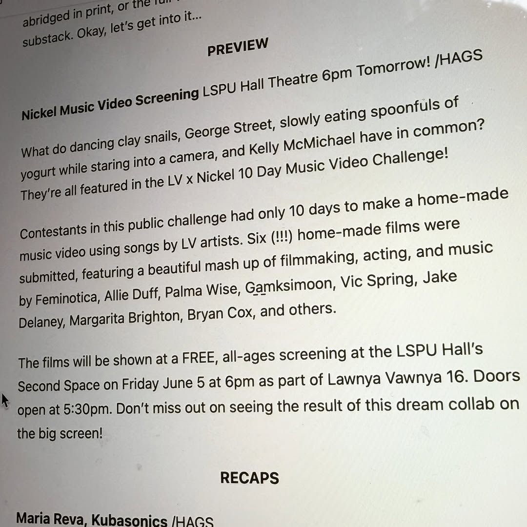 Thanks to HAGS for this write-up in the Lawnya Vawnya newsletter !
Join us Friday June 5 at 6pm at the LSPU Hall for th