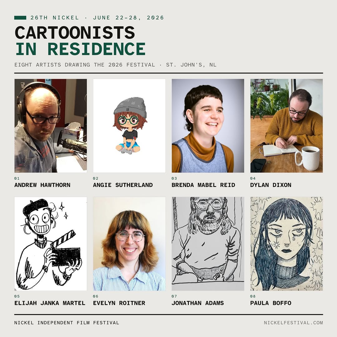 Meet our 2026 Cartoonists in Residence — eight artists making new work in response to films from this year's lineup, pos