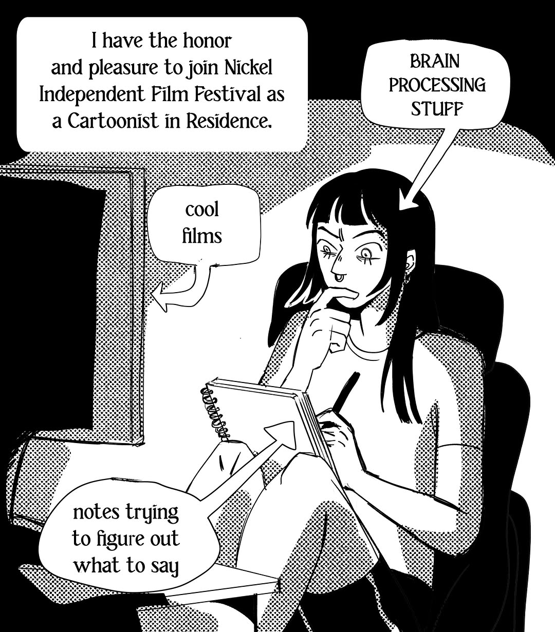 with a lot of fomo because im not present there, I am very happy to share this first comic about the experience I’m doin
