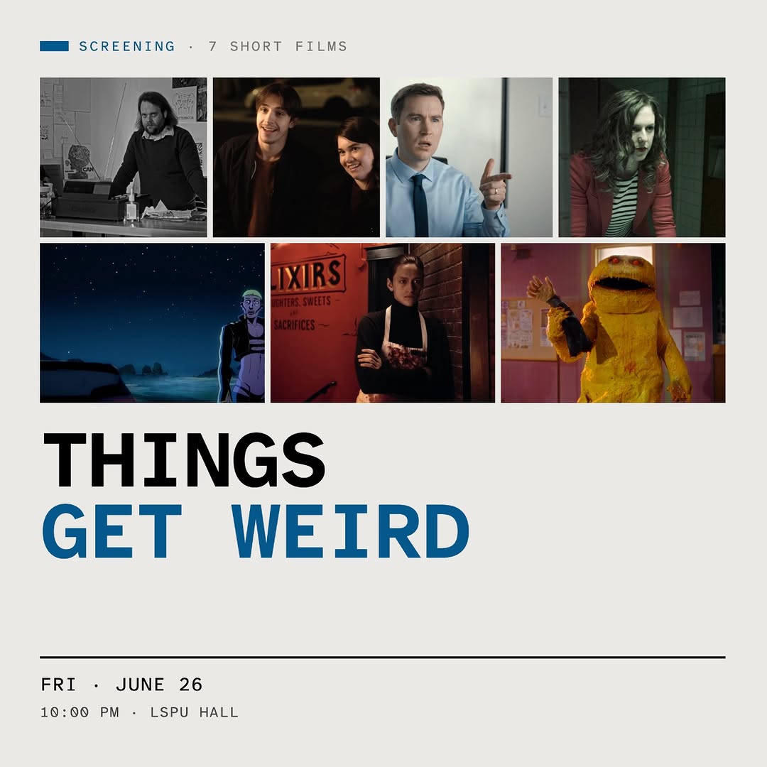 Friday June 26 at 10pm: THINGS GET WEIRD

Seven dark shorts that aren't afraid to turn the weird up to 11.

• Radio Hell